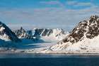 Scenic view of ice covered mountains and an ice field-Spitsbergen Island-Norway Art Print